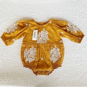 NWT PINK CHICKEN EMBROIDERED ROMPER